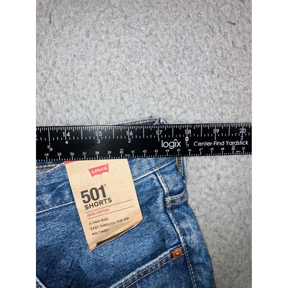 Levi's 501 Shorts Women 34 Blue High Rise Button Fly Jorts Medium Wash Timeless - Picture 3 of 16